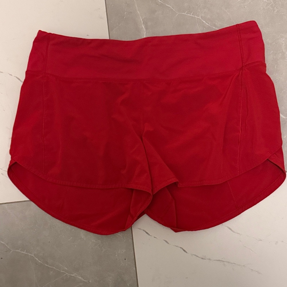 Lululemon Red Speed Up High Rise 4” inch Shorts size 10